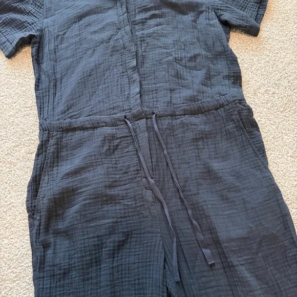Eileen Fisher Cotton Gauze Jumpsuit Womens S Blue Beach Casual Short Sleeve - Picture 3 of 10